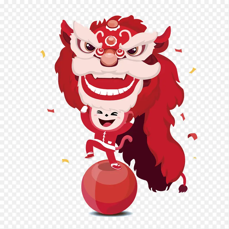 踩着球舞狮的男孩PNG图片素材下载_图片编号7823458-PNG素材网