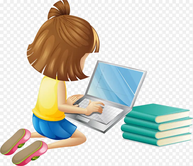 上网查资料的小女孩PNG图片素材下载_图片编号7824262-PNG素材网