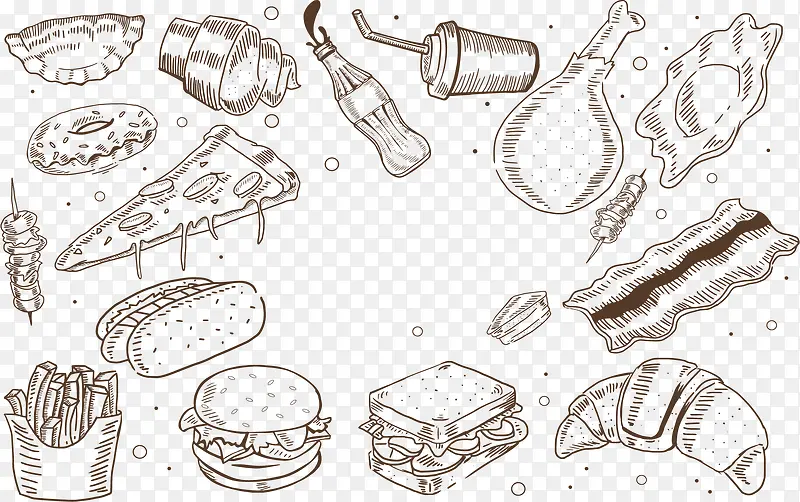 素描美味快餐美食
