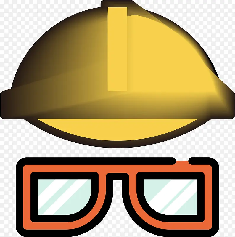 扁平风卡通工业工具安全头盔图标