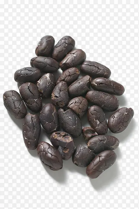 黑色咖啡豆的可可果