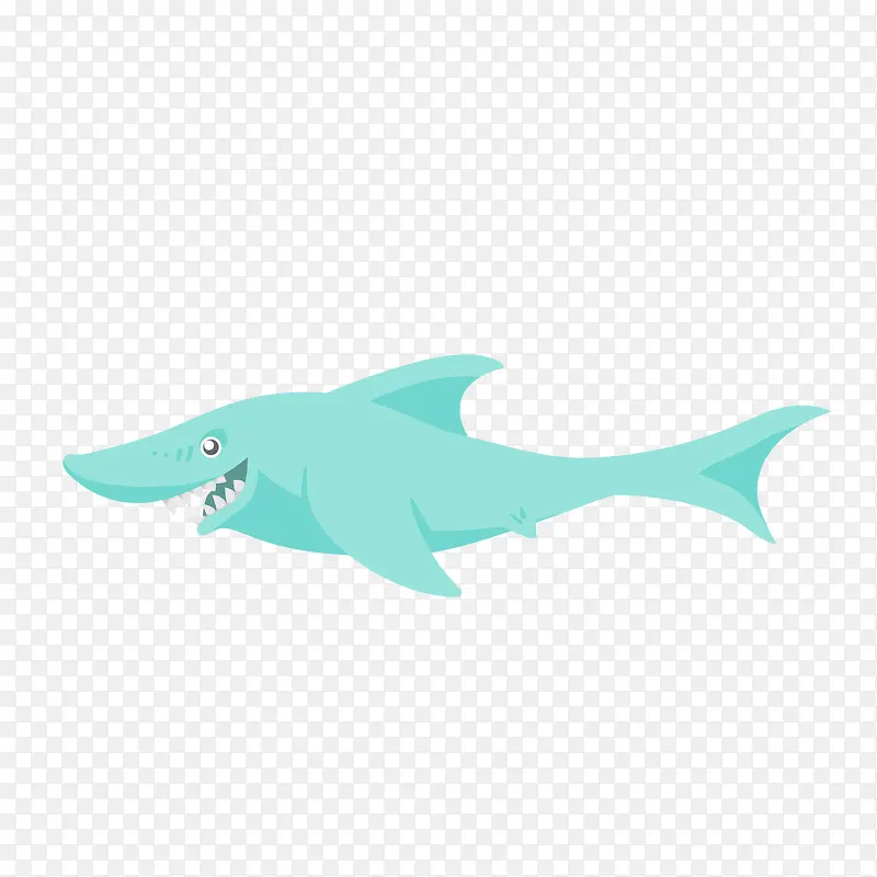 蓝色卡通鲨鱼矢量图