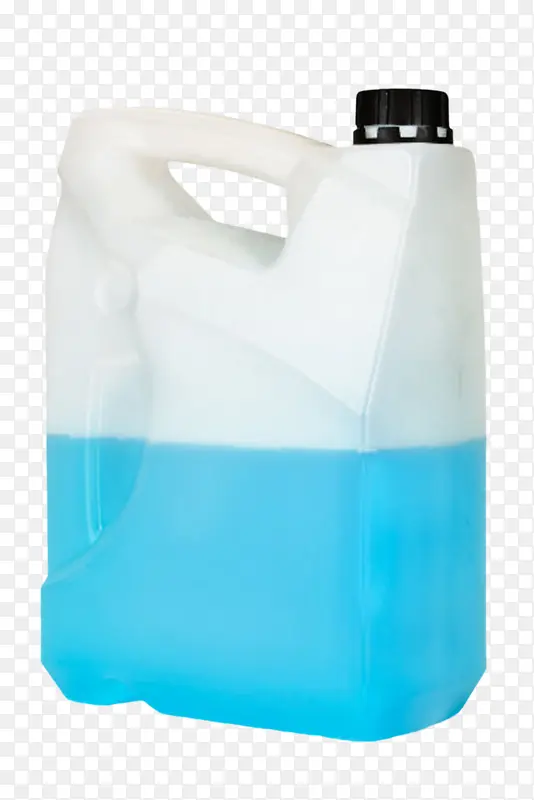 透明大桶里装着蓝色液体实物