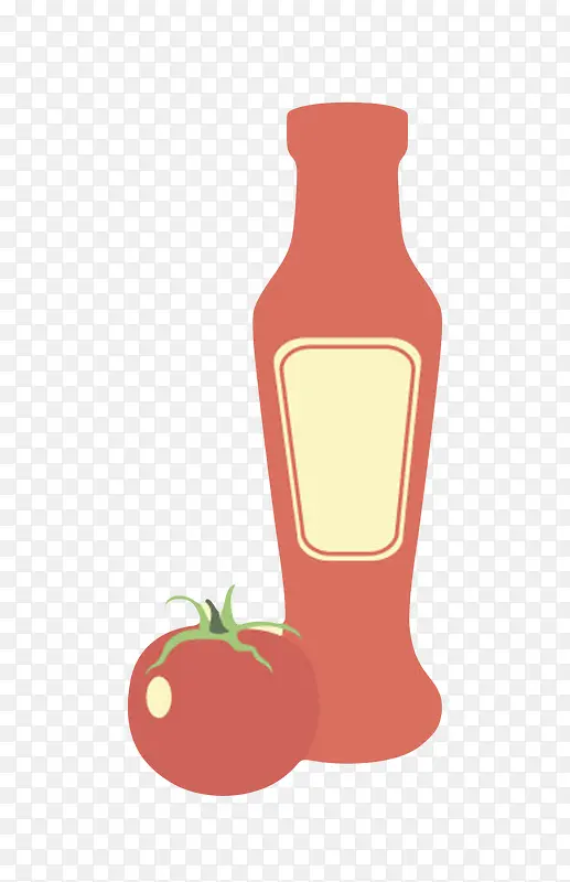 红色塑料瓶子贴了标签的番茄酱包