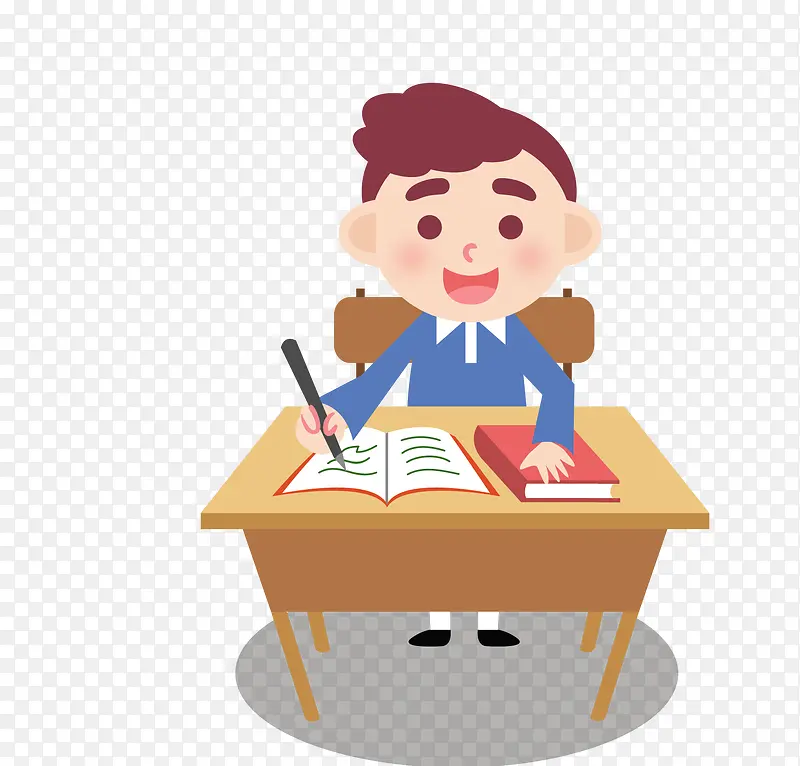 在教室里做作业的小男孩PNG图片素材下载_图片编号7829333-PNG素材网