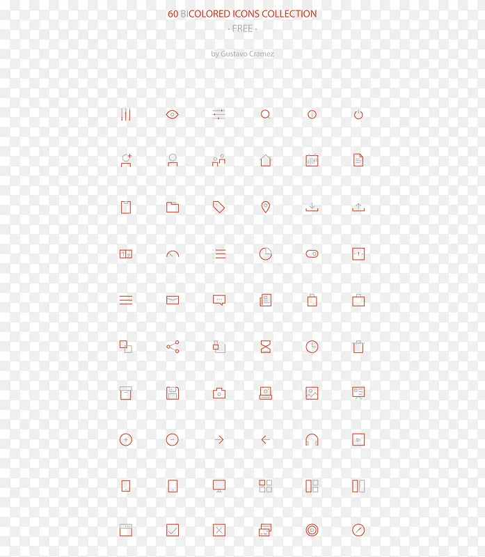 60独特的自由轮廓图标集合