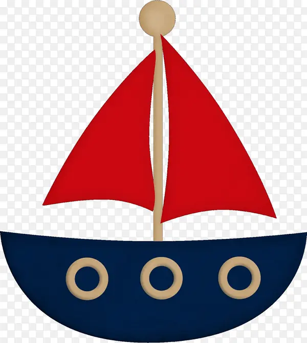卡通简约装饰小船船帆