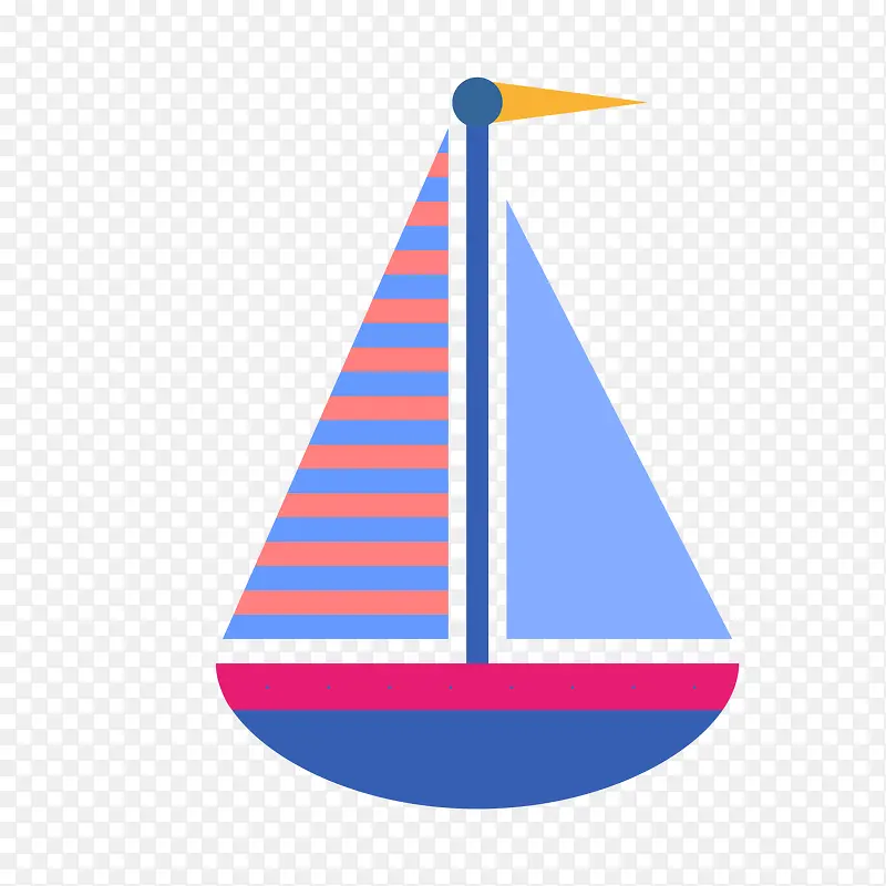 海上蓝色小帆船矢量图