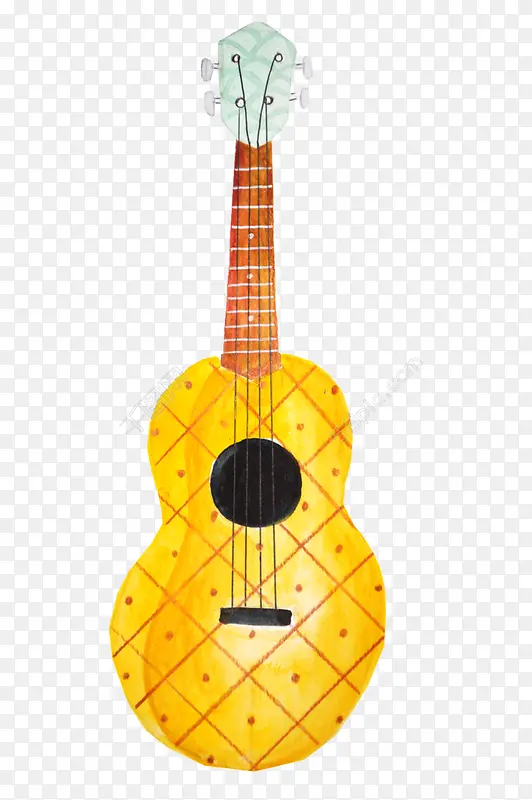 黄色吉他手绘图案