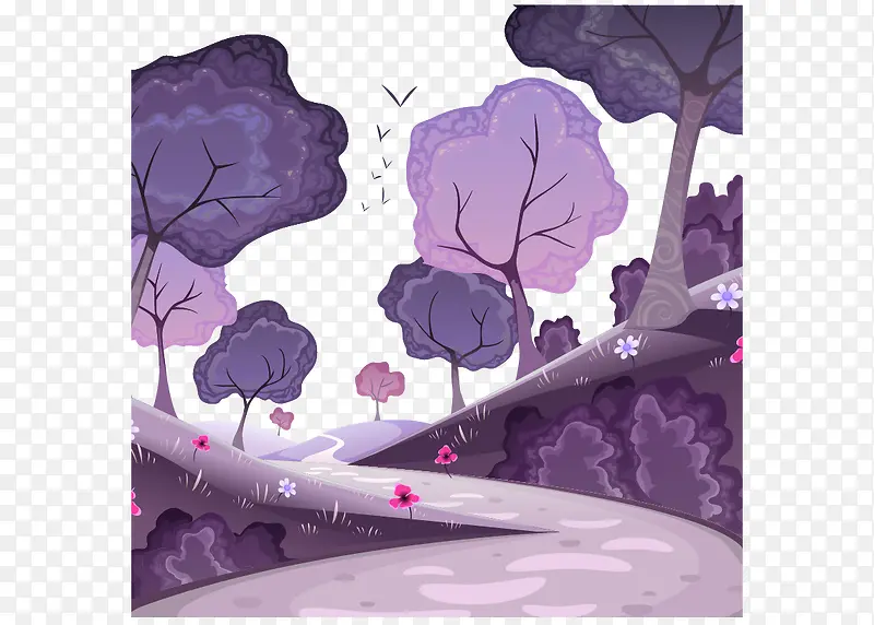 紫色森林小路