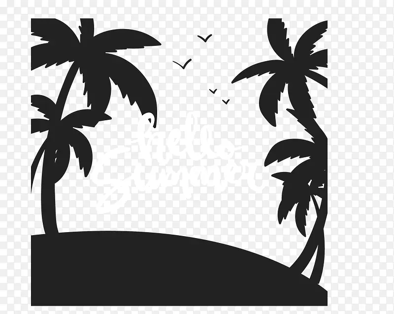 夏天度假椰子树剪影
