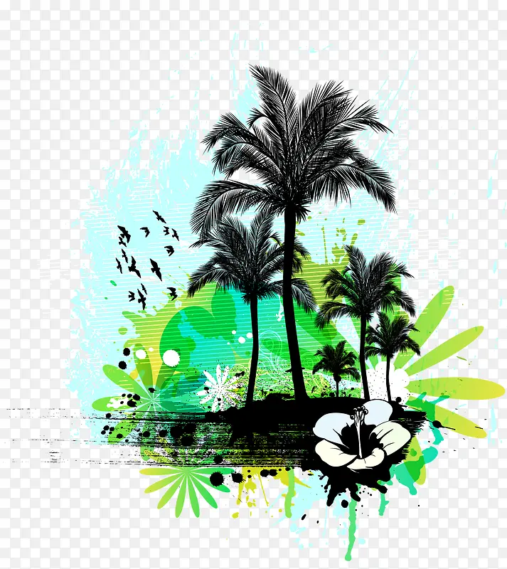 炫彩椰子树背景装饰