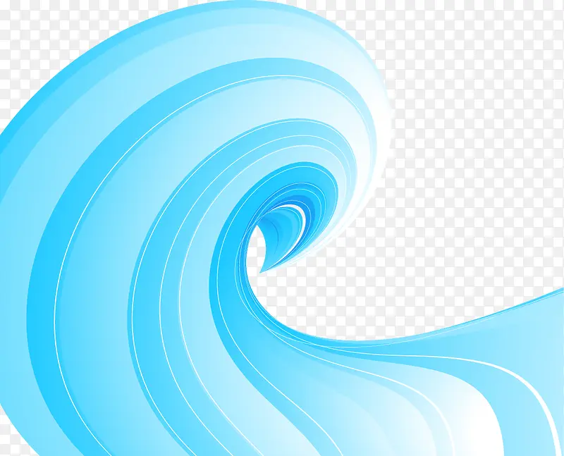 蓝色渐变条波浪卷曲创意设计