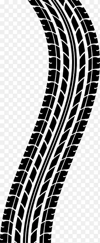 黑色卡通矢量轮胎轨迹图形