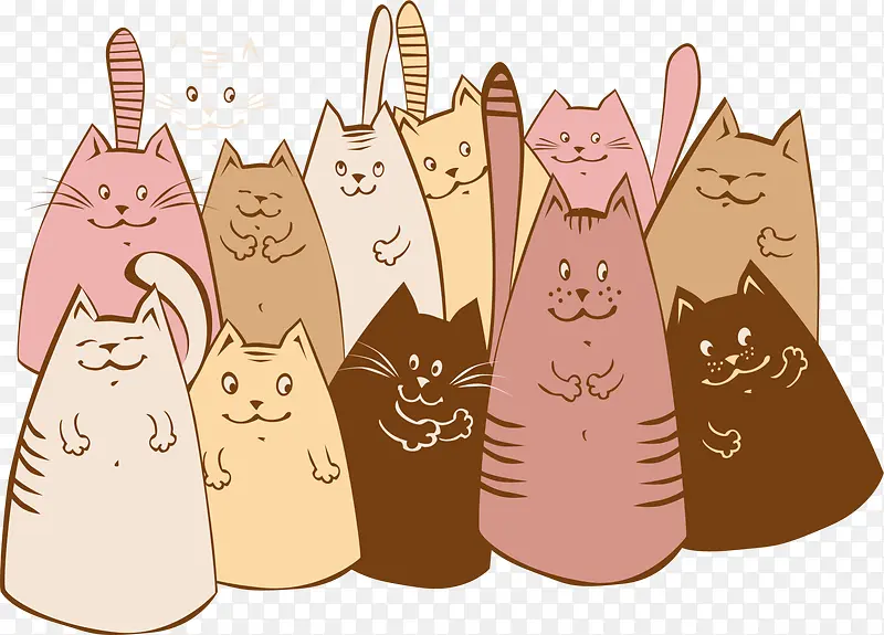 一群卡通猫咪