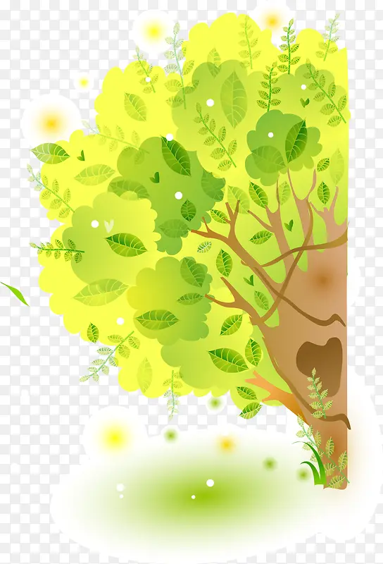 黄绿色大树插图矢量图
