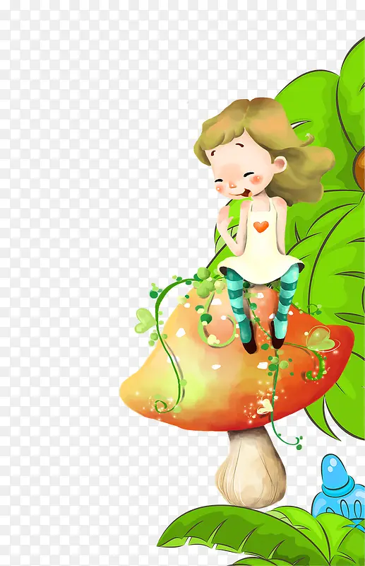 卡通小孩蘑菇