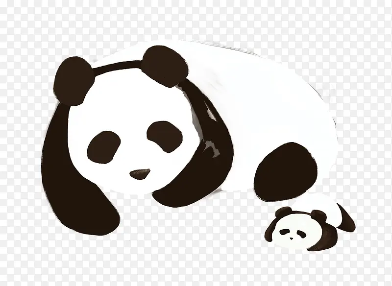 卡通手绘黑白小熊猫