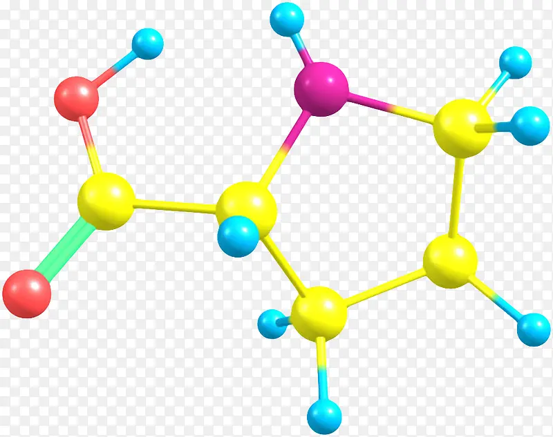 黄色脯氨酸分子形状素材