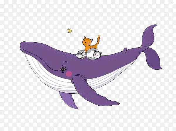 紫色手绘鲸