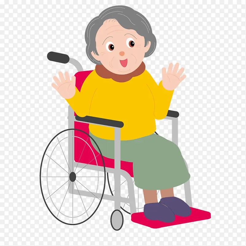 坐在轮椅上的老奶奶