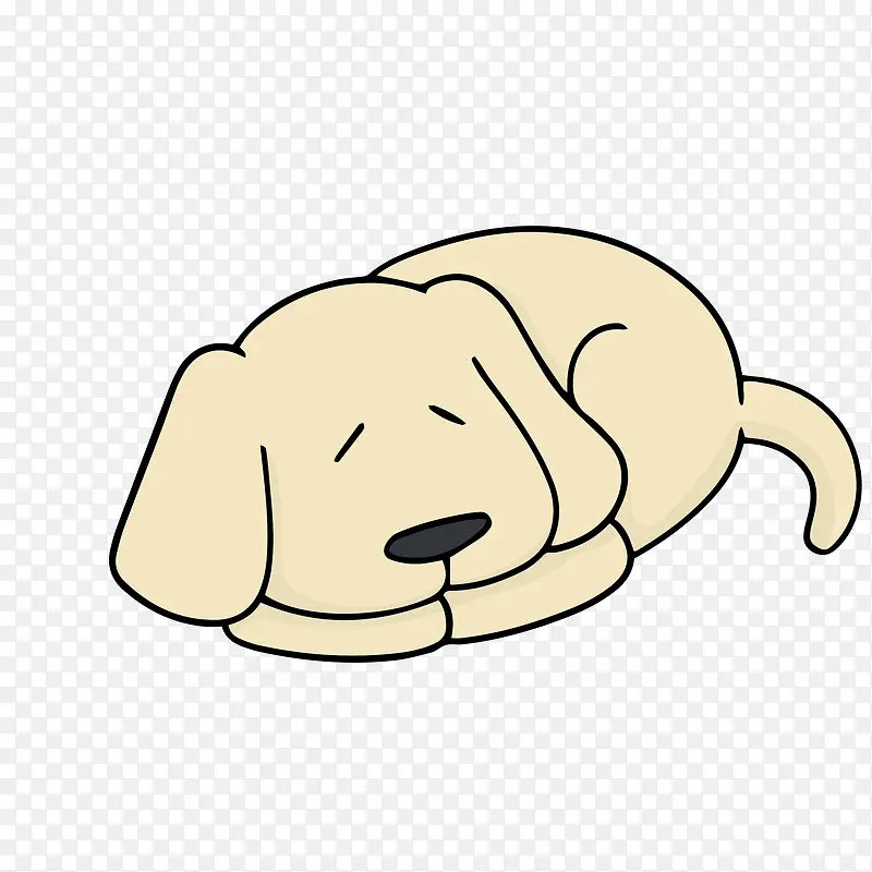 矢量趴着睡觉的可爱卡通小狗