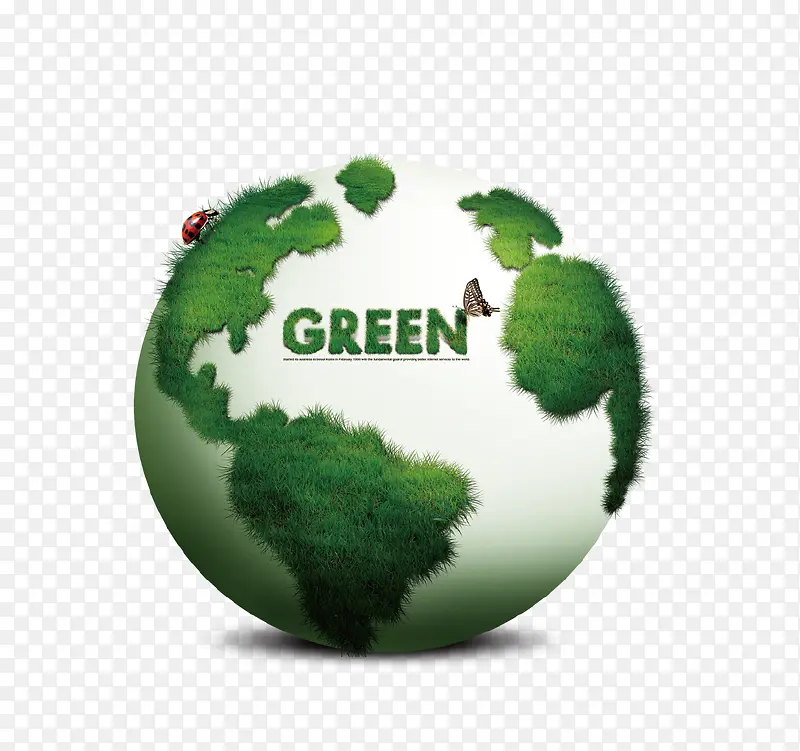 绿色立体创意环保地球插画