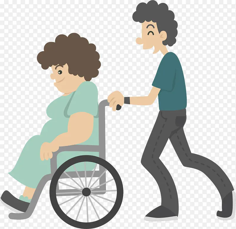 卡通坐轮椅人物插画