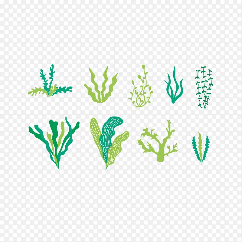 矢量简约绿色海洋珊瑚藻