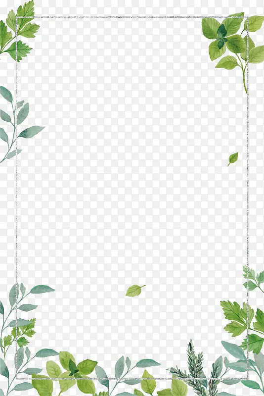 绿色清新树叶装饰边框