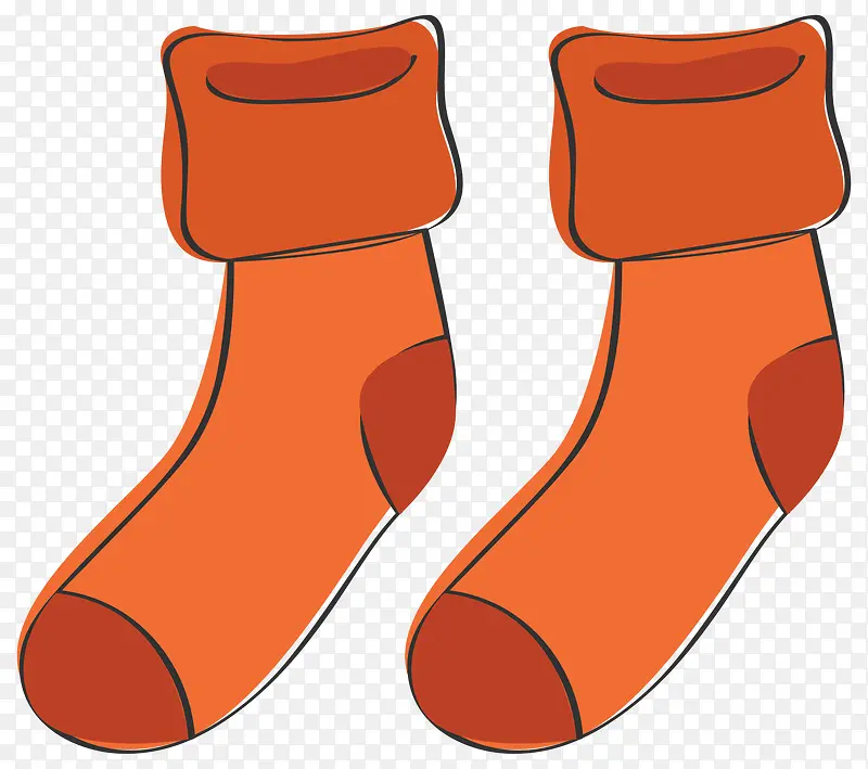 卡通手绘橘色的袜子