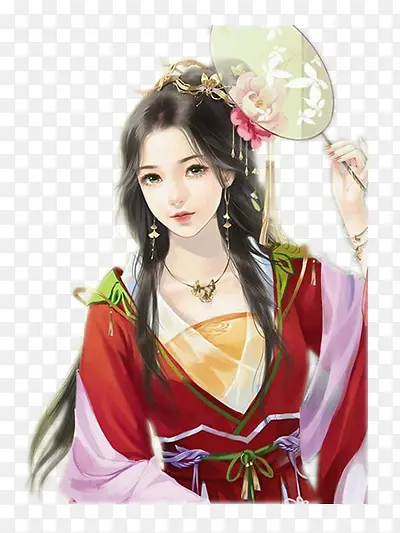 红色立绘彩绘青楼女子