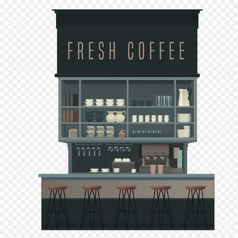 黑色咖啡店前台装饰