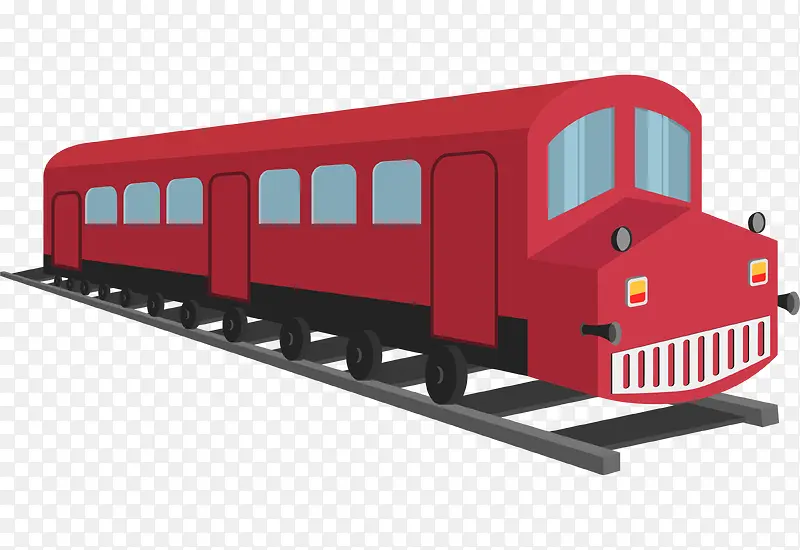 手绘红色小火车免抠图