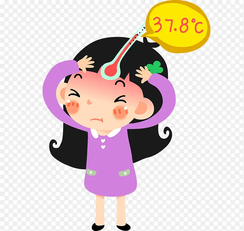 卡通发烧地女孩免抠图PNG图片素材下载_图片编号7849381-PNG素材网