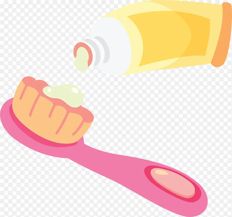 挤牙膏的粉色牙刷