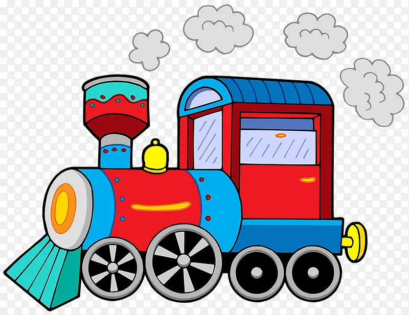 卡通插图行驶中的蒸汽火车