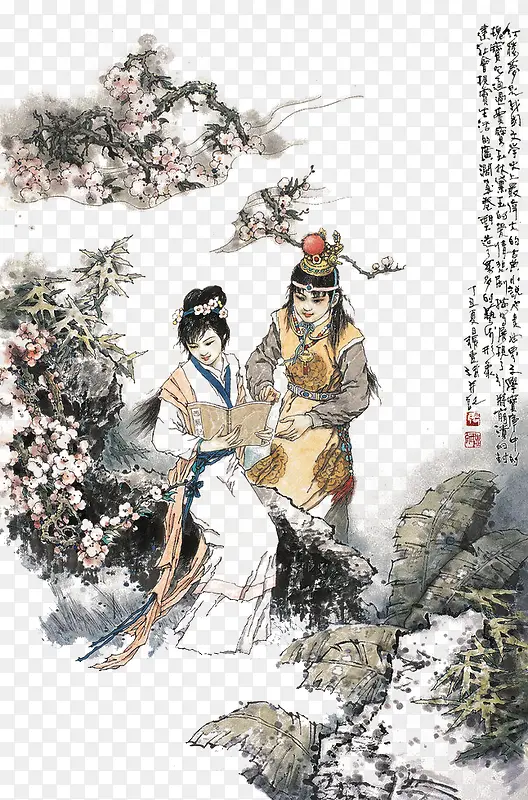 宝黛读西厢PNG图片素材下载_图片编号7849367-PNG素材网