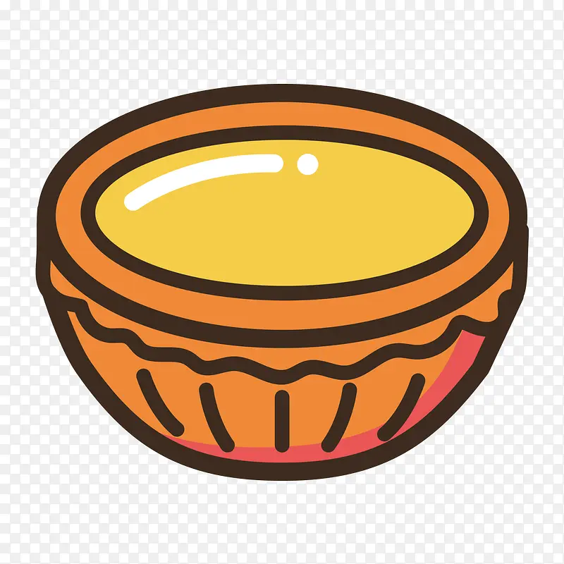 黄色手绘圆弧蛋挞食物元素