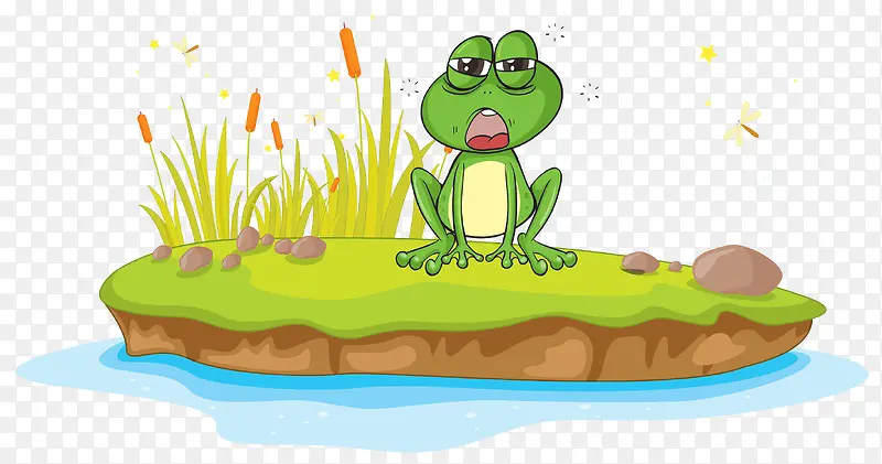 河岸上厌倦的青蛙