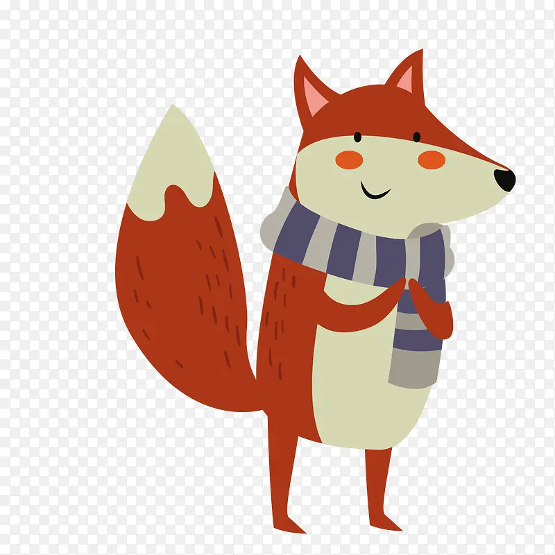 红灰色卡通冬季围巾狐狸