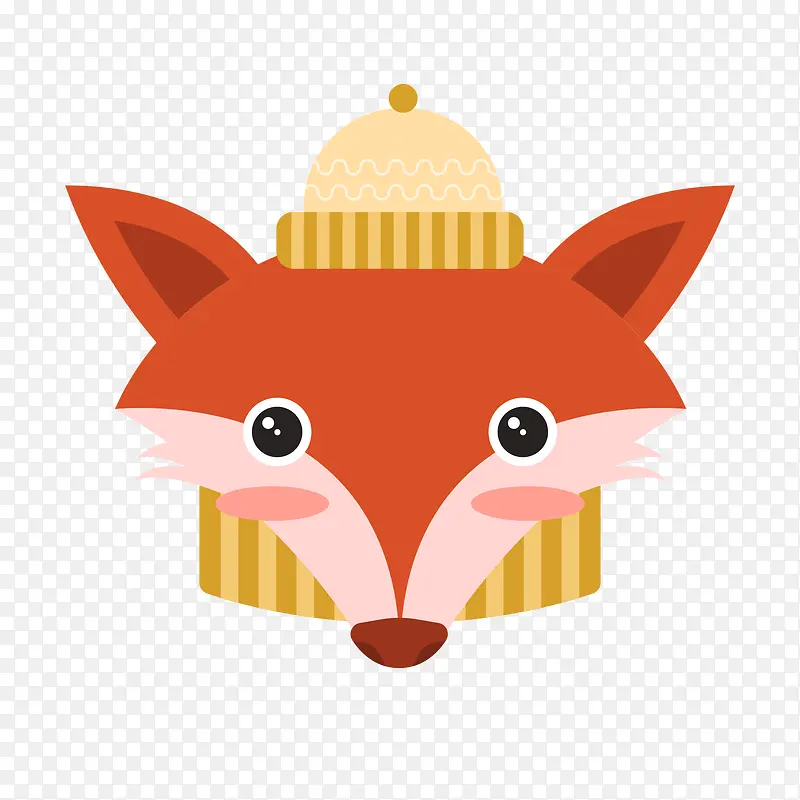 红黄色卡通冬季狐狸动物头像