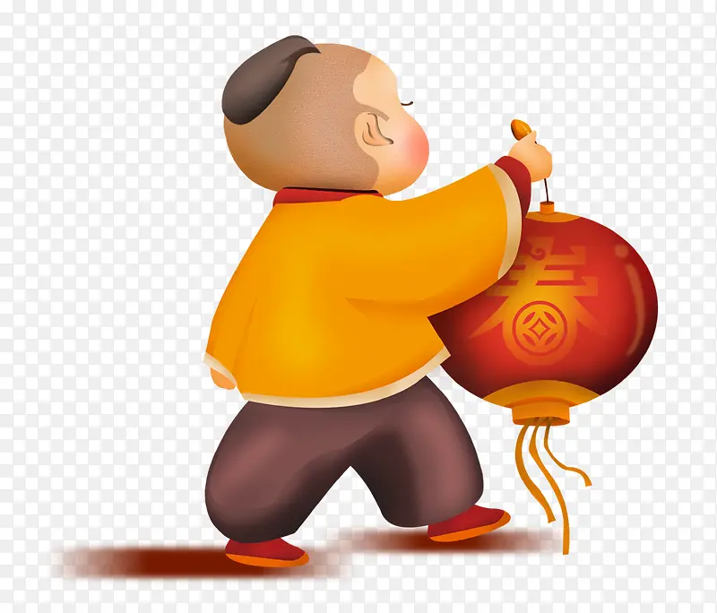 提灯笼的卡通人物PNG图片素材下载_图片编号7854180-PNG素材网
