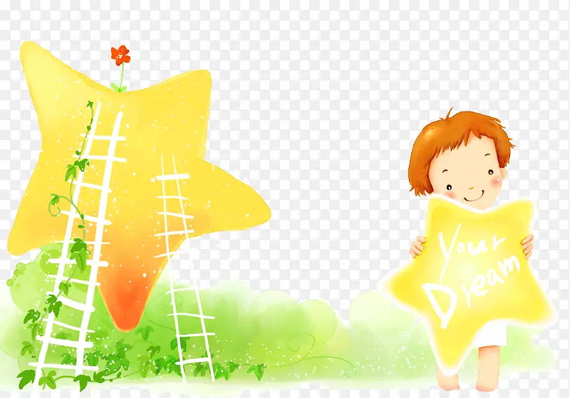 黄色五角星与小女孩