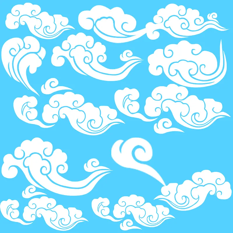 手绘中国风各种云彩