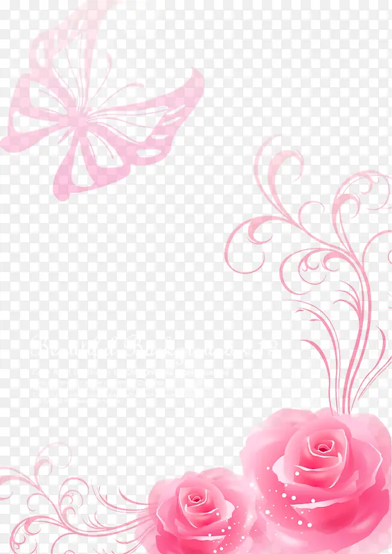 蝴蝶精美玫瑰花背景矢量素材
