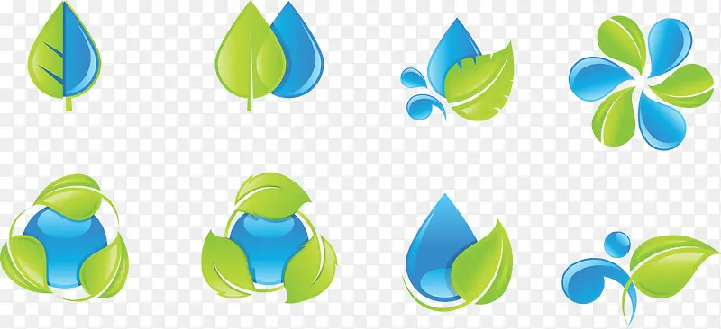 矢量绿色树叶水资源装饰图标