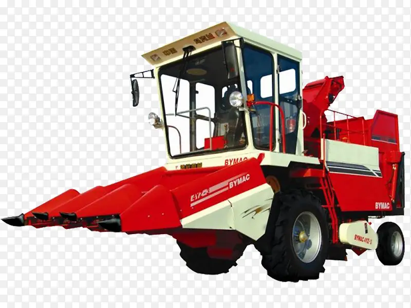 红白色玉米收割农机