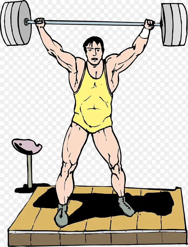 人物插图举起杠铃的男举重运动员