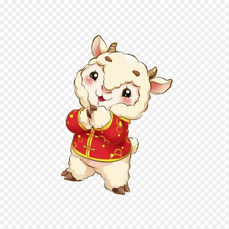 卡通古装抱拳作揖小羊